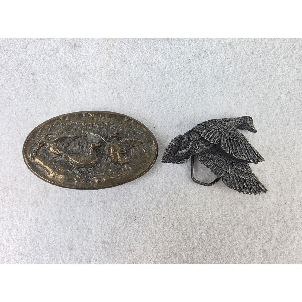 Vintage Duck‎ Belt Buckles Lot Of 2: 1978 Indiana Metal Craft 1975 Adezy Denver